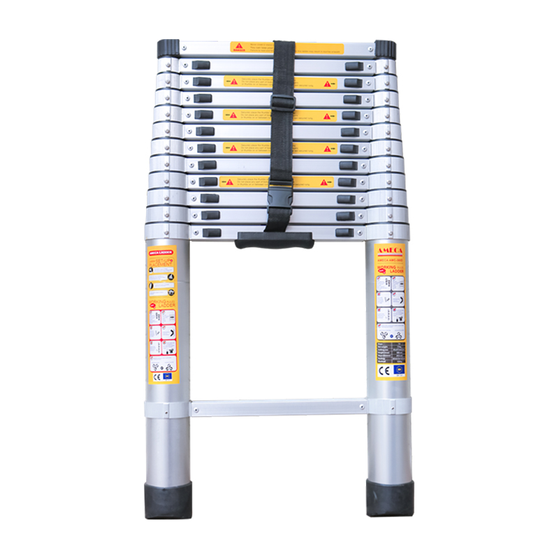 Thang Nhôm Xếp/Rút Đơn 3m8 AMC-380D Đai Nhôm