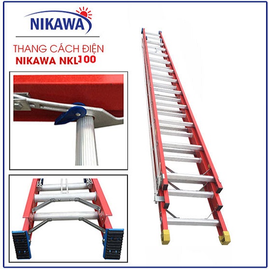 Thang Trượt Cách Điện Ba Đoạn Nikawa NKL-120, Cao 12.3m