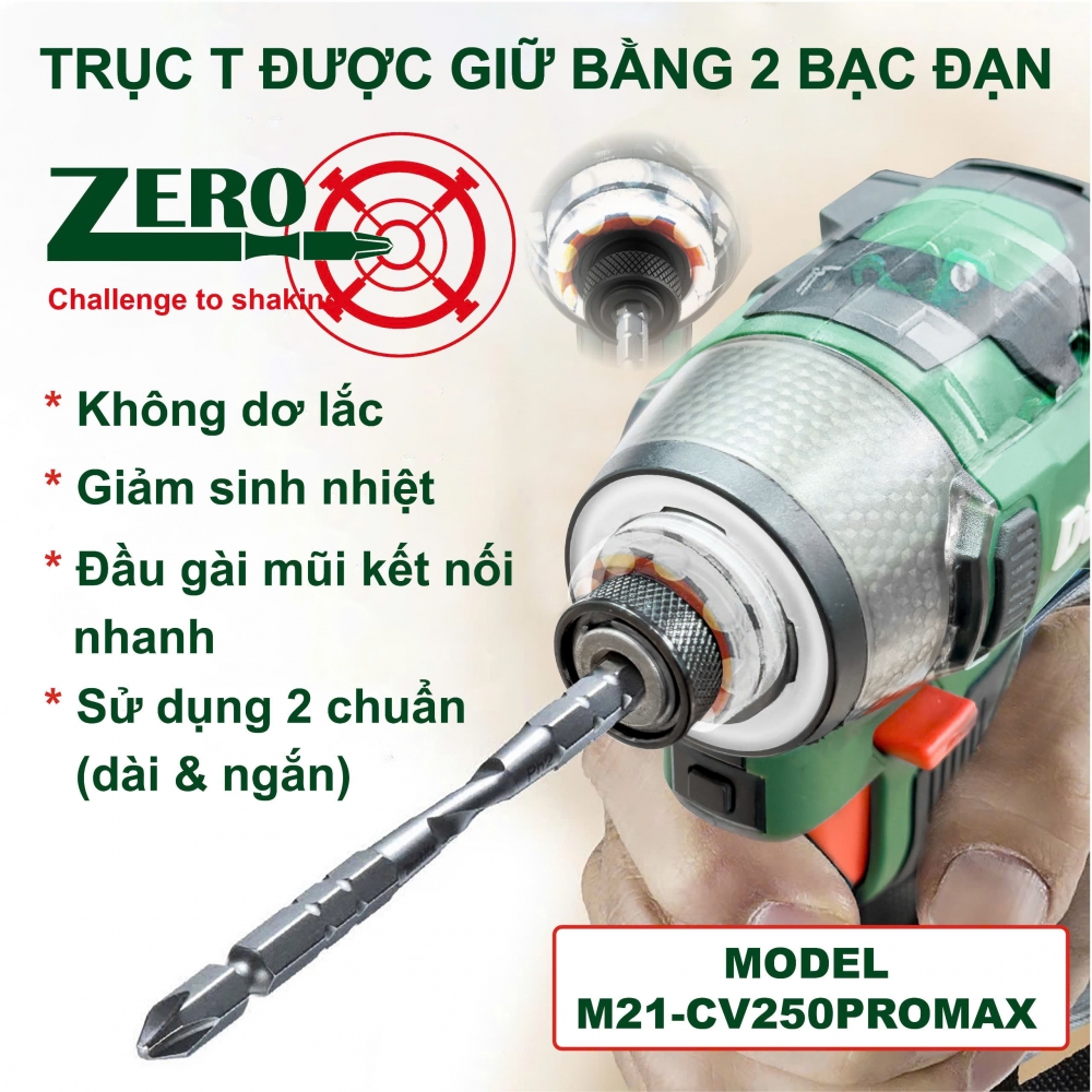 Máy Chuyên Vít Pin 21V Động Cơ Không Chổi Than DEKTON M21-CV250PROMAX