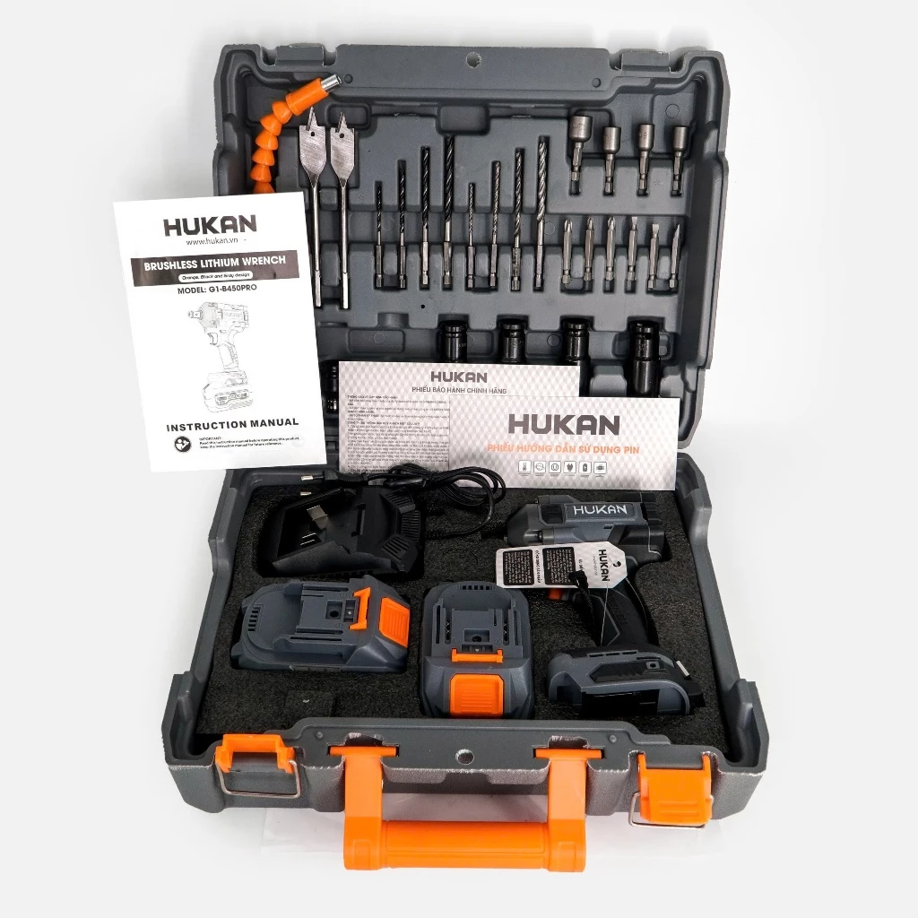 Máy Siết Bulong 450Nm Pin 21V đầu 1/2 HUKAN G1-B450PRO | AN TOOLS