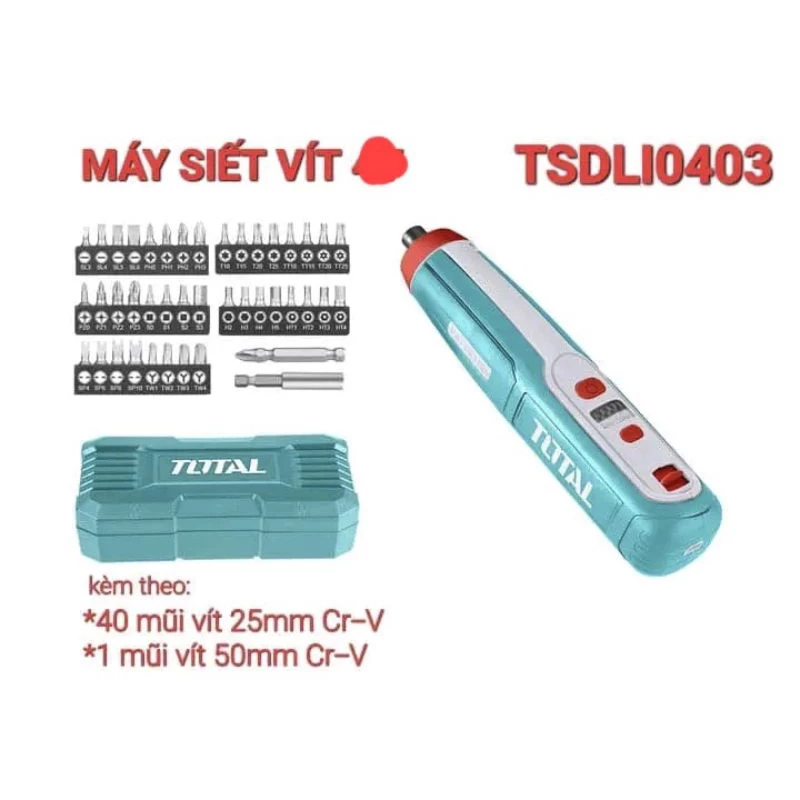 Máy Siết Vít Dùng Pin 4V 5N.m 240RPM Total TSDLI0403 Chính Hãng