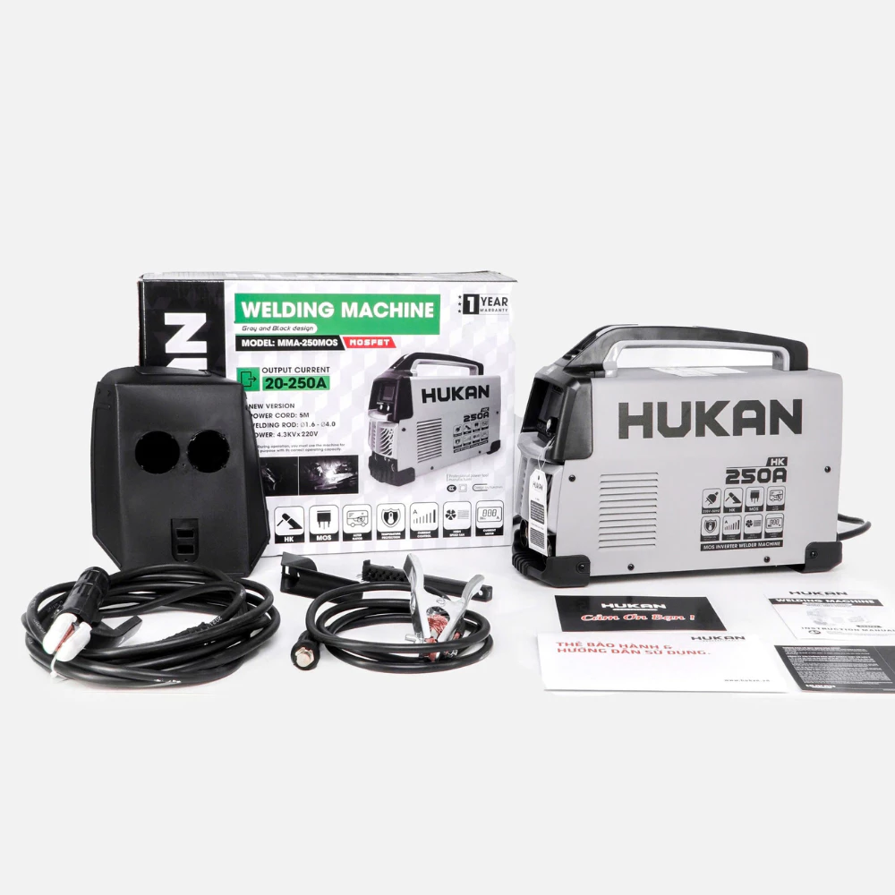 Máy Hàn điện Tử HUKAN MMA-250MOS, Công Suất 4.3kv X 220v, Hàn Que 1.6mm - 4.0mm, Công Nghệ INVERTER