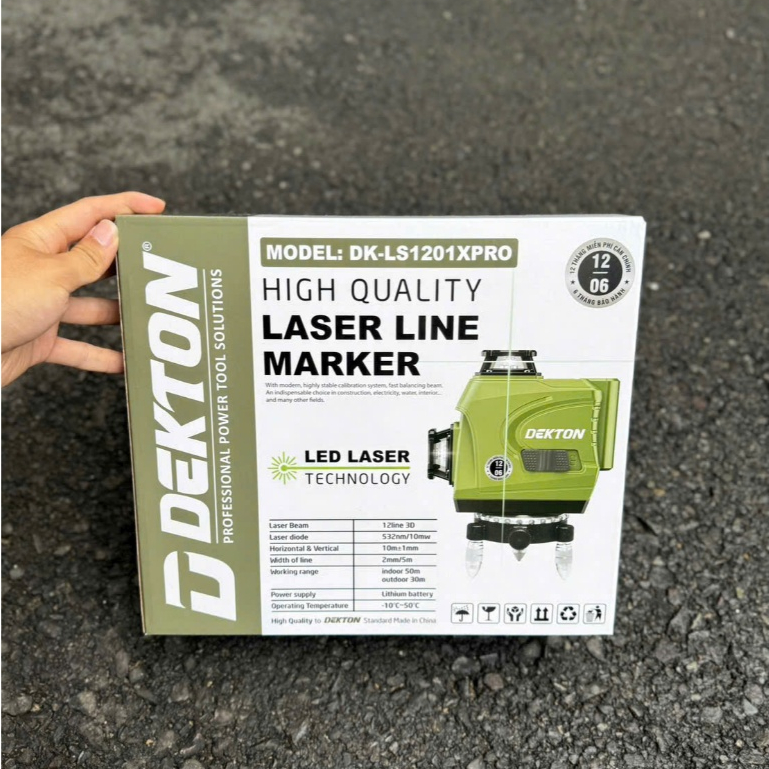 Máy Cân Bằng Laser 12 Tia Xanh Dekton DK-LS1201XPRO - Pin Lớn 3600mAh