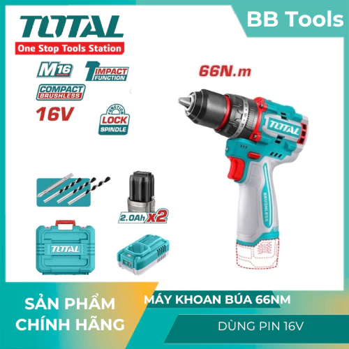 Máy Khoan Vặn Vít Pin 16V Không Chổi Than Total TDLI16682
