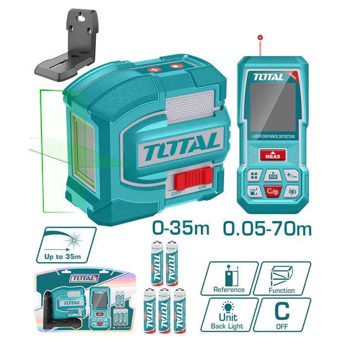 Bộ Combo Máy Đo Khoảng Cách TMT57026 Và Máy đo Mức Cân Bằng Tia Laser Xanh TLL156601