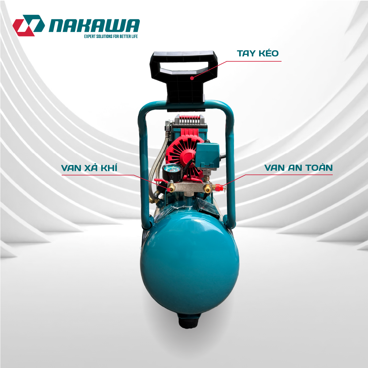 Máy Nén Khí Không Dầu 32L Nakawa NK-28H32L, Công Suất 2.8 HP, Bảo Hành 9 Tháng Chính Hãng