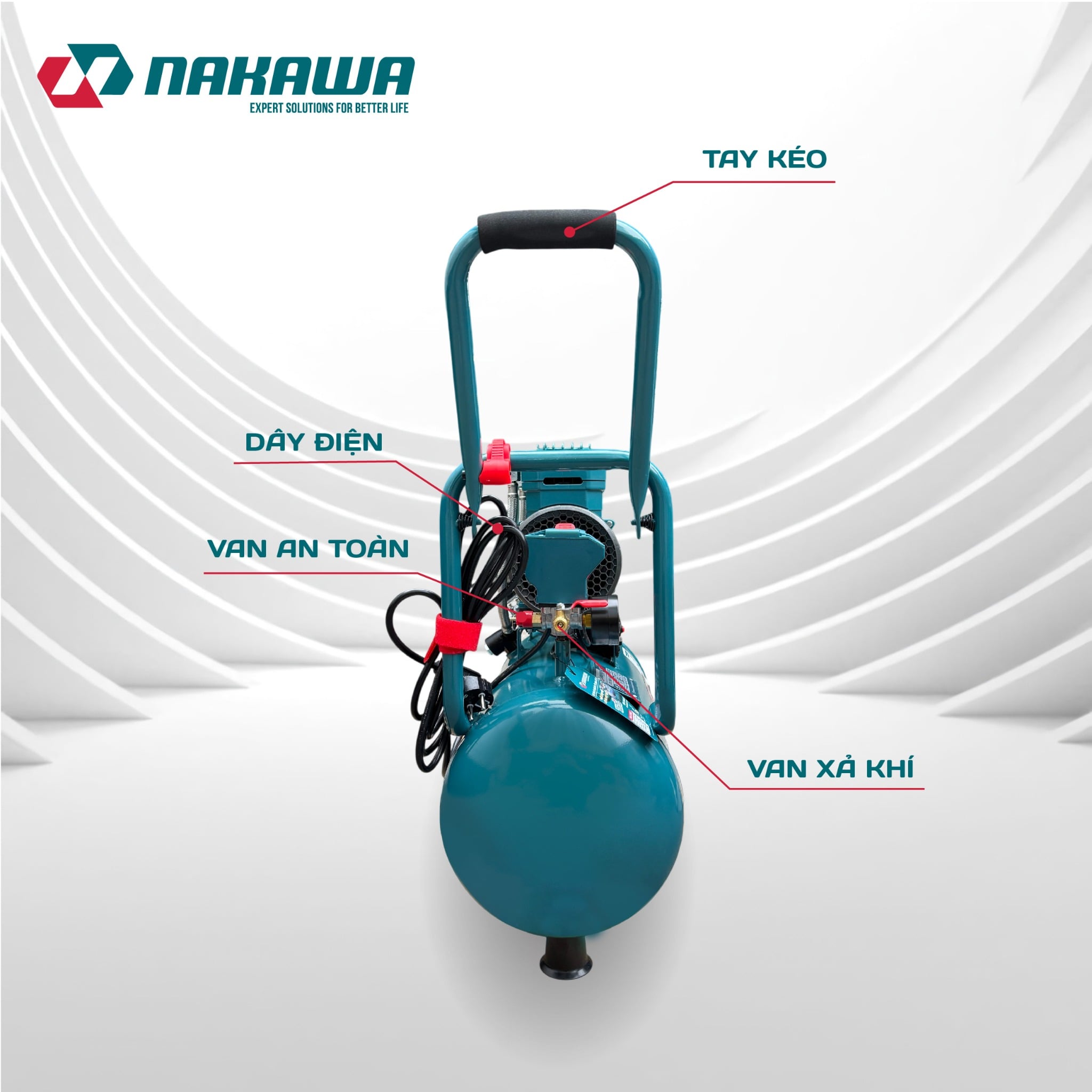 Máy Nén Khí Không Dầu 32L Nakawa NK-26H32L, Công Suất 2.6HP, Bảo Hành 9 Tháng Chính Hãng