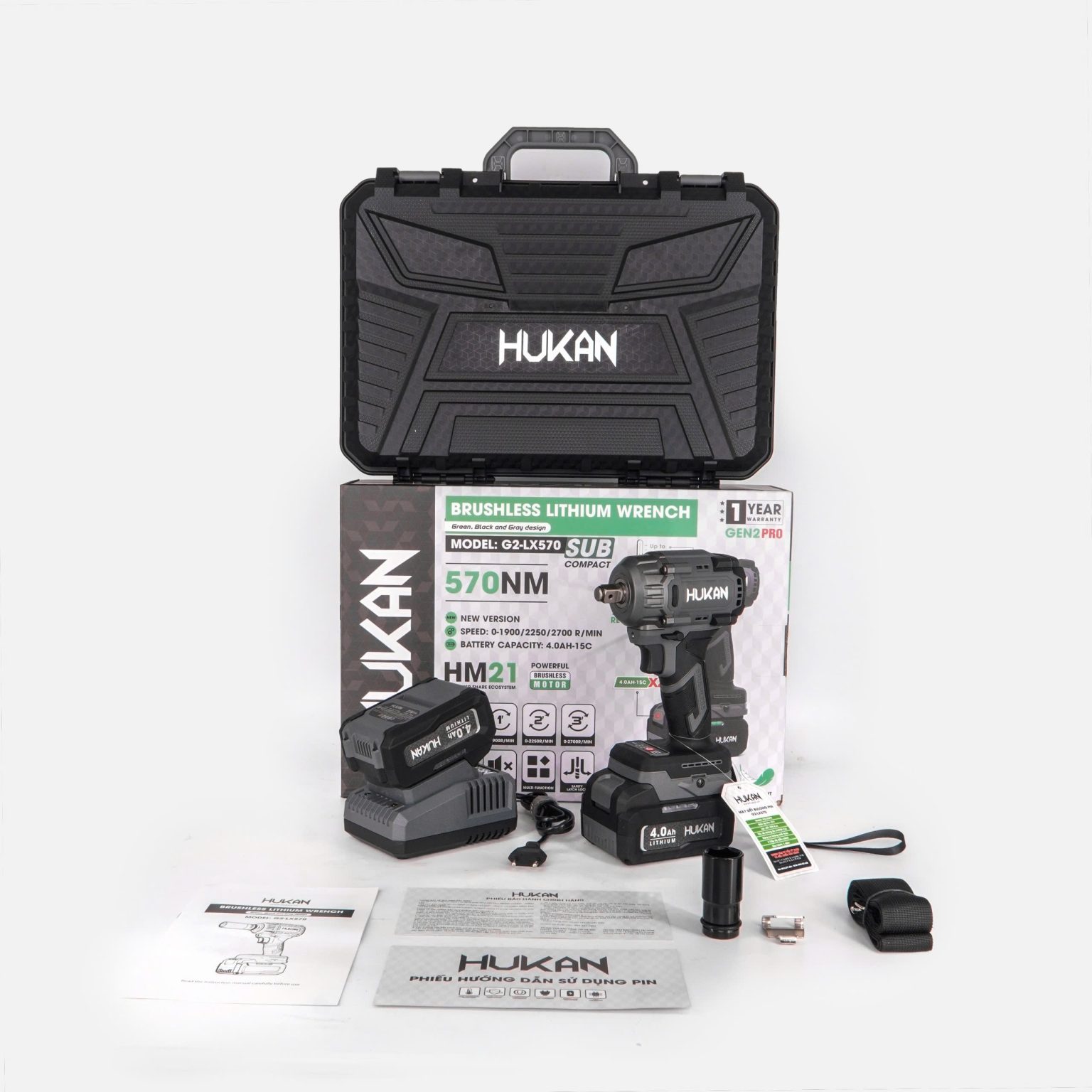 Máy Siết Bulong 570Nm đầu 1/2 HUKAN G2-LX570 Chính Hãng | AN TOOLS