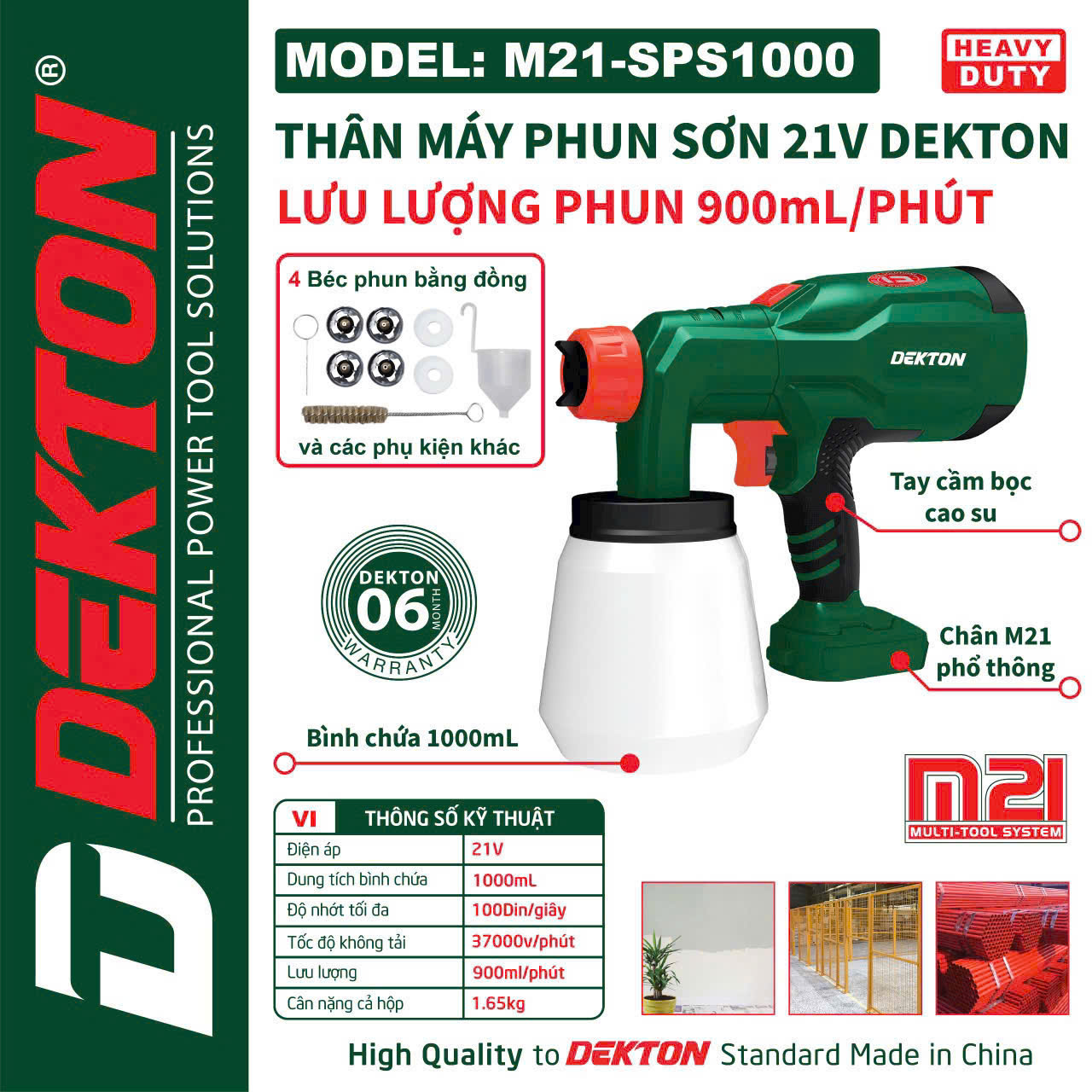 Máy Phun Sơn Dùng Pin Phổ Thông 21V Dekton M21-SPS1000