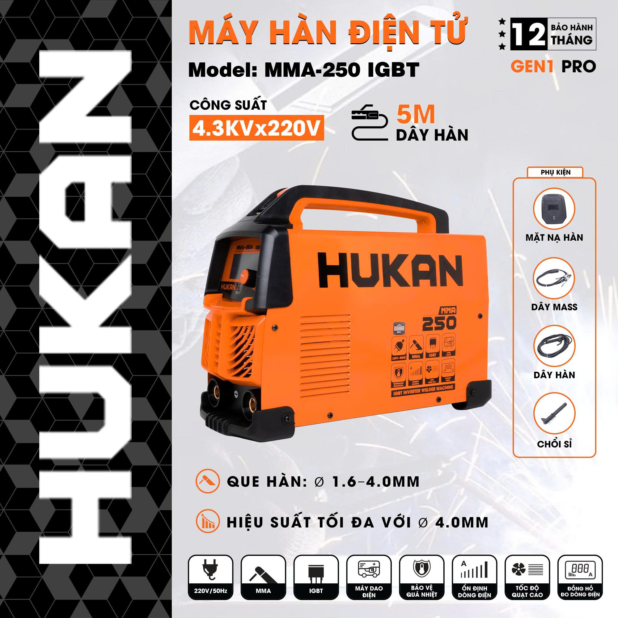 Máy Hàn điện Tử MMA-250IGBT