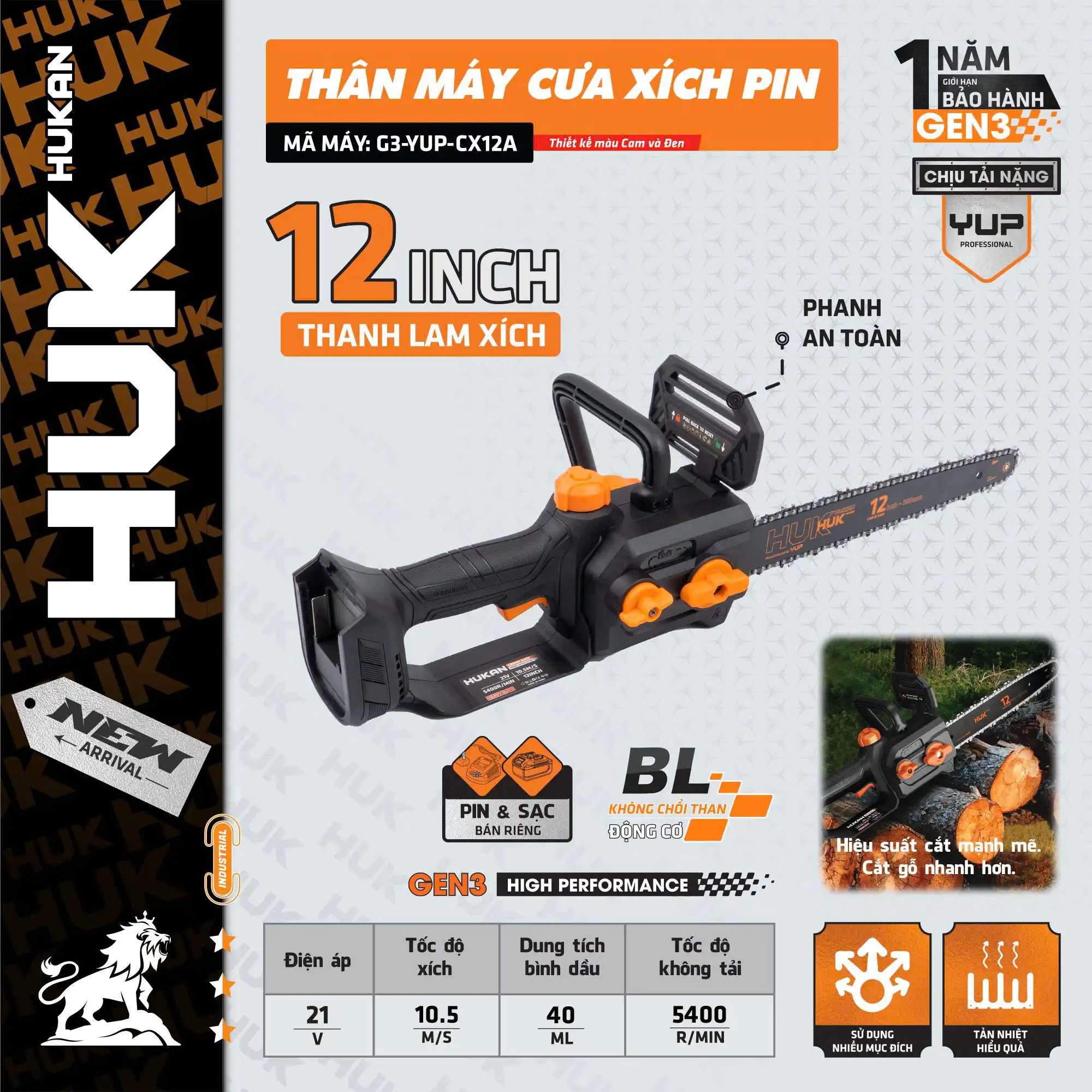 Thân Máy Cưa Xích Pin G3-YUP-CX12A