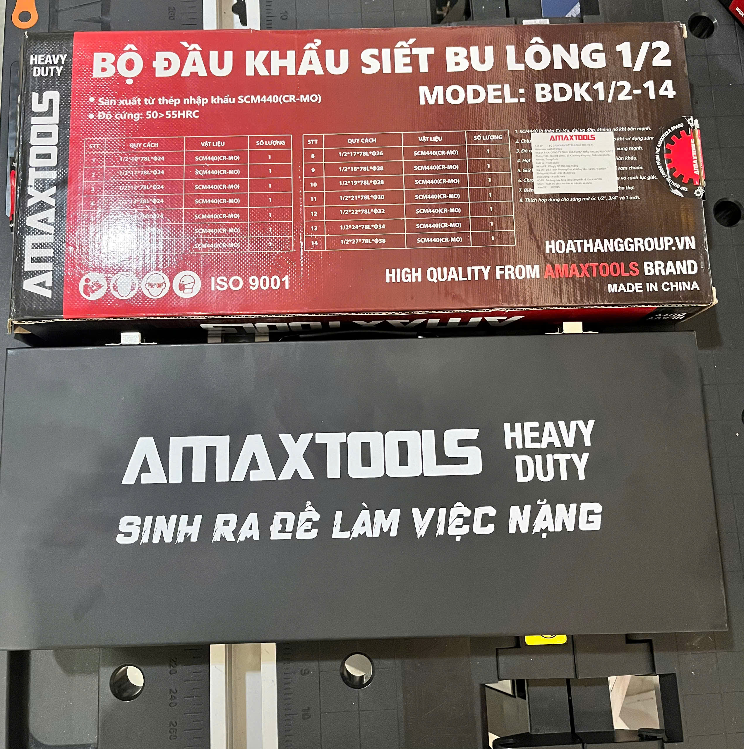 Bộ Túy Dùng Cho Máy Bu Lông 14 Món 1/2" Amaxtools BDK1/2-14