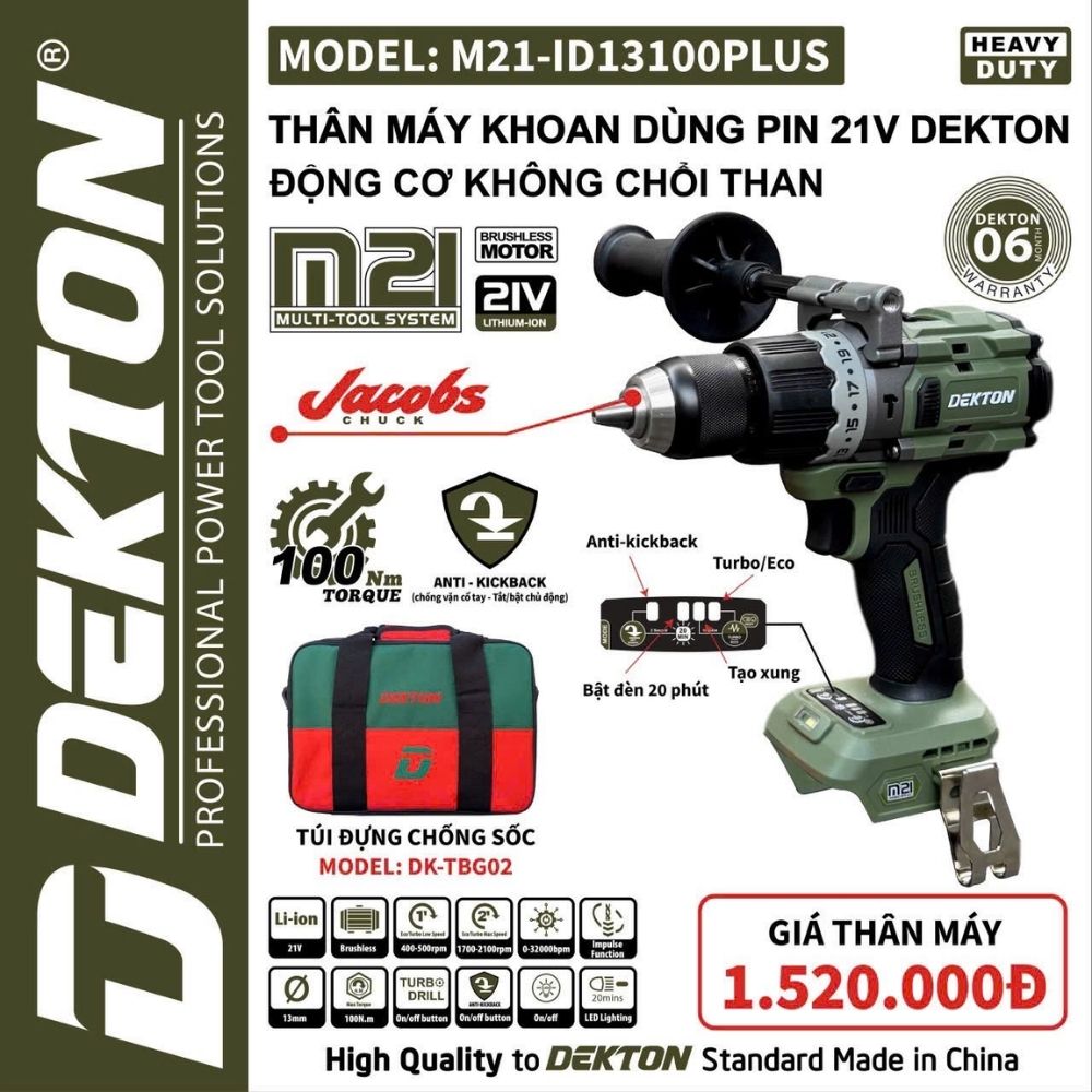 Máy khoan dùng pin Dekton M21-ID13100PLUS
