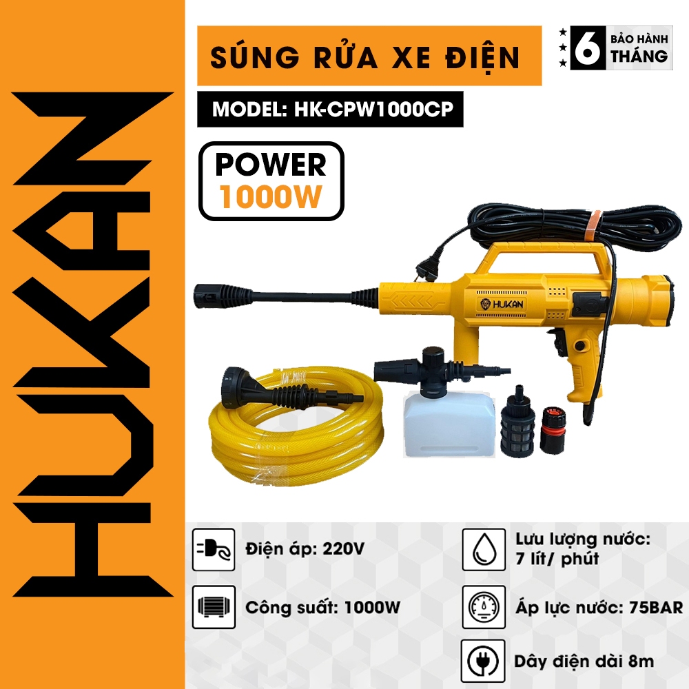 Máy rửa xe HUKAN HK-CPW1000CP, Công suất 1000W, Áp suất 75 bar