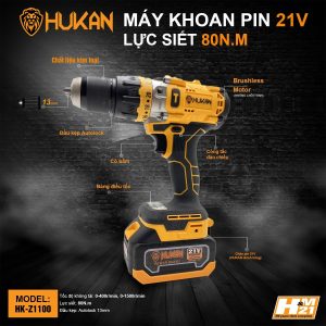 Máy khoan pin 13MM (đầu autolock) HUKAN HK-Z1100