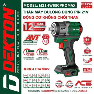 Máy siết bulong pin 21V động cơ không chổi than DEKTON M21-IW680PROMAX
