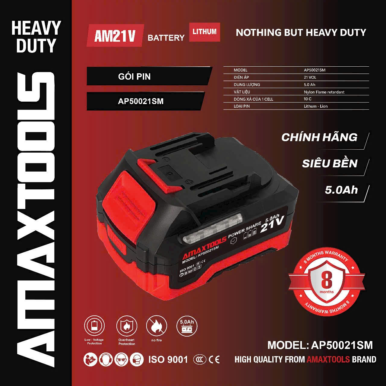 Pin Amaxtools 5AH.h AP50021SM