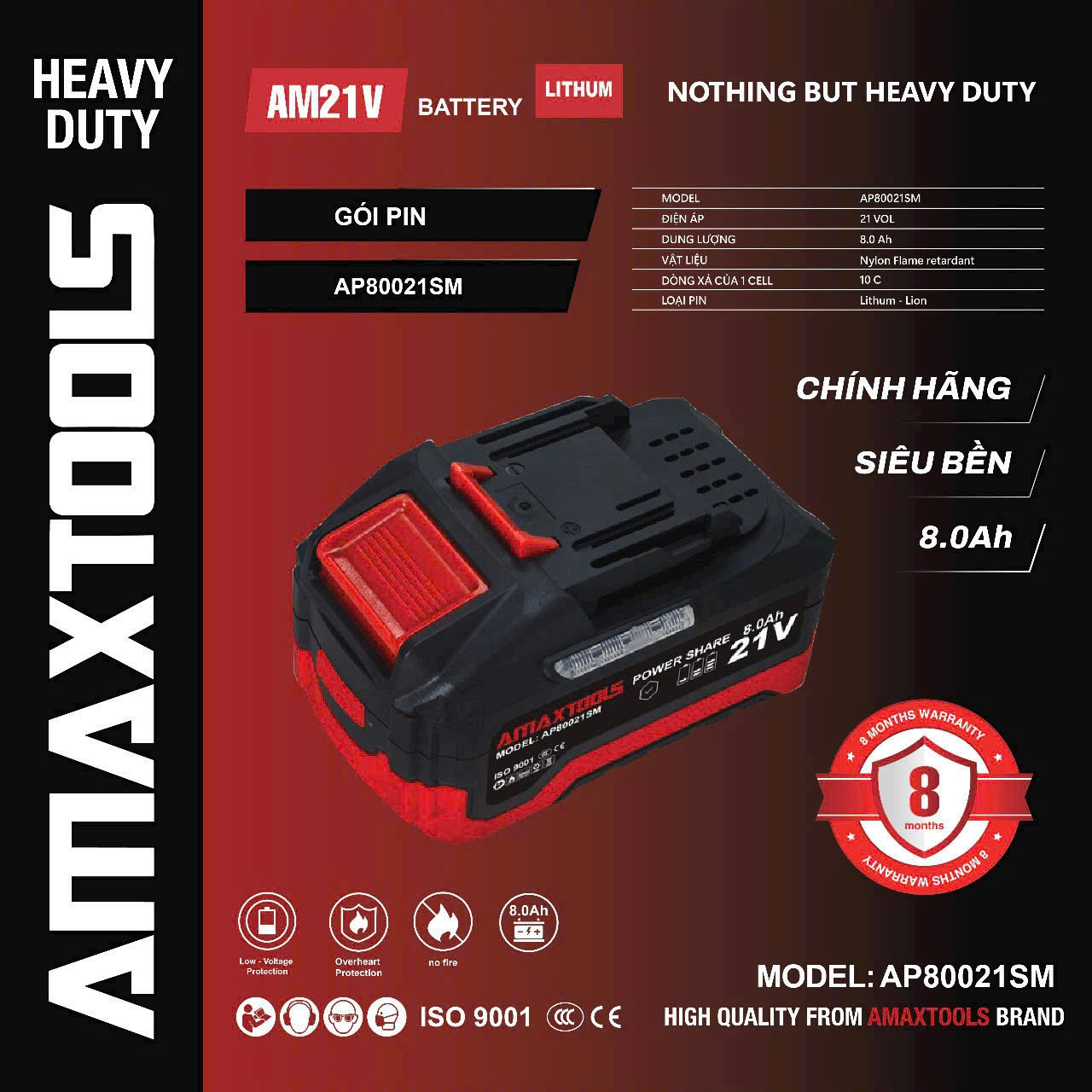 Pin 8Ah Amaxtools AP80021SM