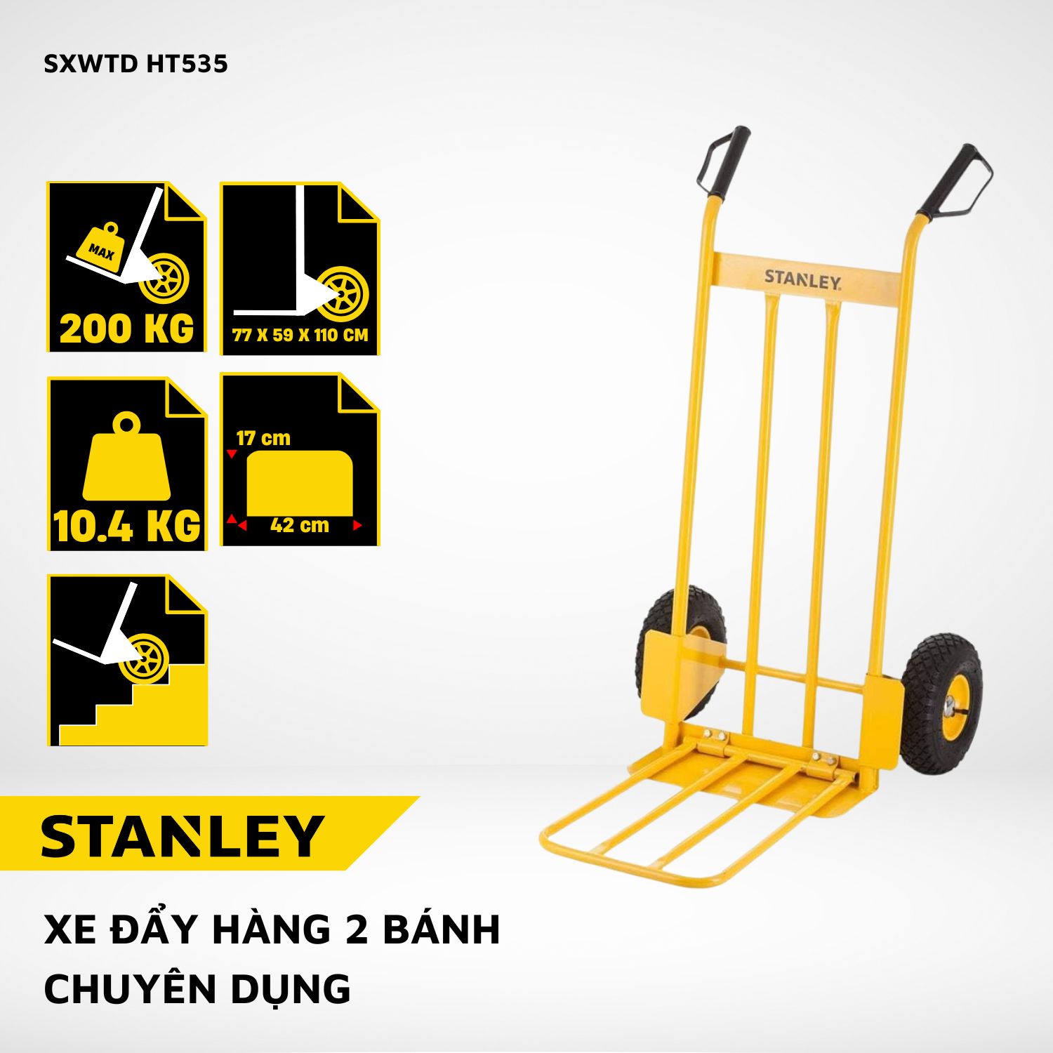 Xe đẩy hàng 2 bánh Stanley HT535