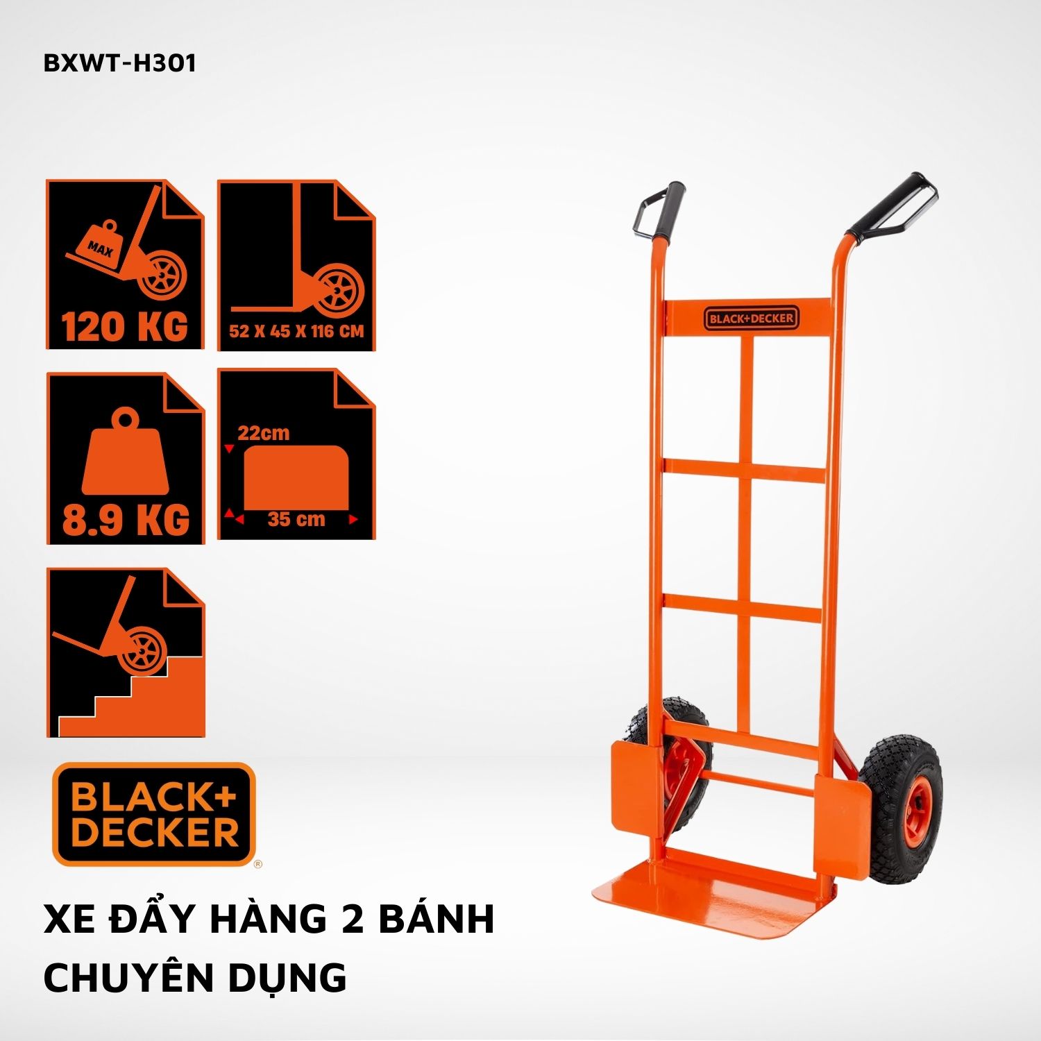 Xe đẩy hàng 2 bánh cao cấp Black and Decker H301