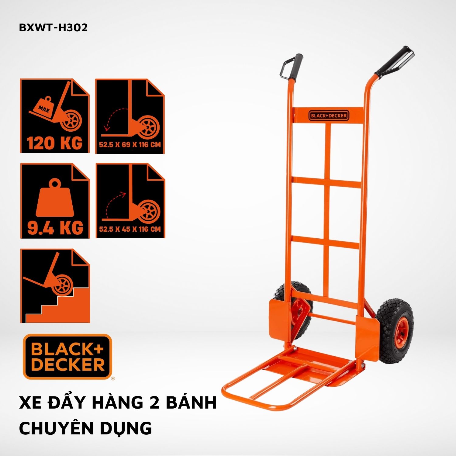 Xe đẩy hàng 2 bánh cao cấp Black and Decker H302