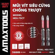 MŨI VÍT SIÊU CỨNG CHỐNG TRƯỢT Hex-75CT AMAXTOOLS