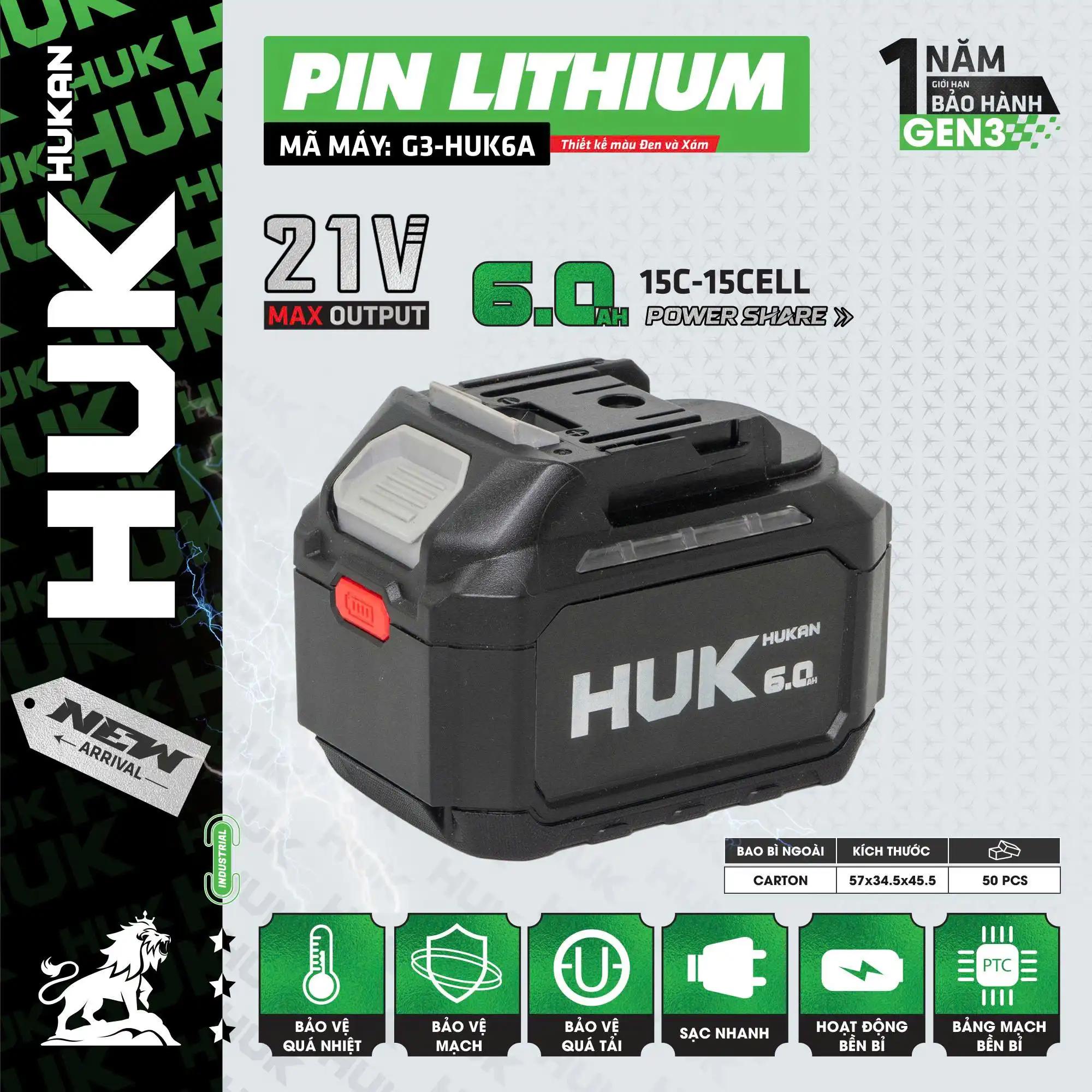 Pin Lithium HUKAN 21V 6.0Ah – (GEN 3) G3-HUK6A