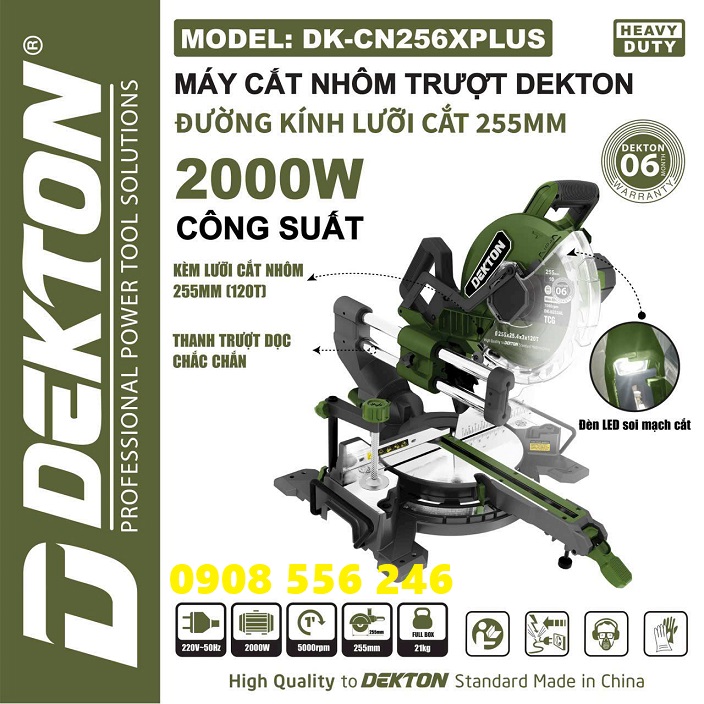 Máy cắt nhôm trượt 255MM 2000W DEKTON DK-CN256XPLUS