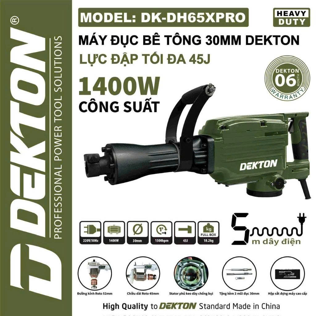 Máy Đục Bê Tông 30mm Dekton DK-DH65XPRO 1400W