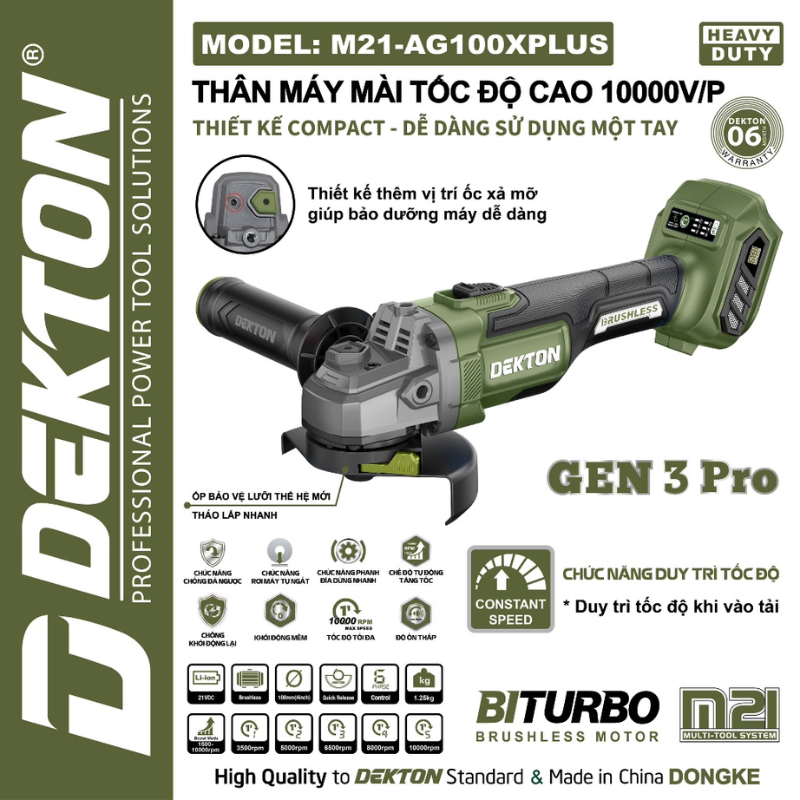 Máy Mài Góc Pin 21V 10000V/P M21-AD100XPLUS