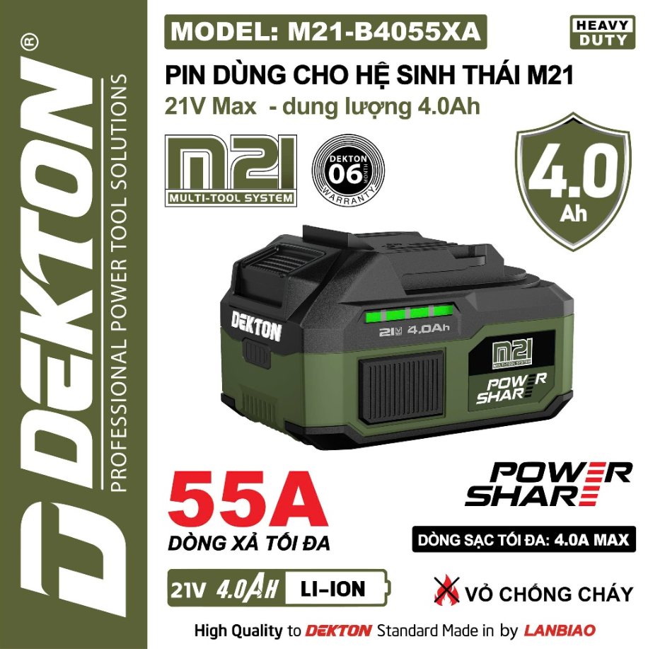 Pin Dekton 21V 10 Cell 55A M21-B4055XA