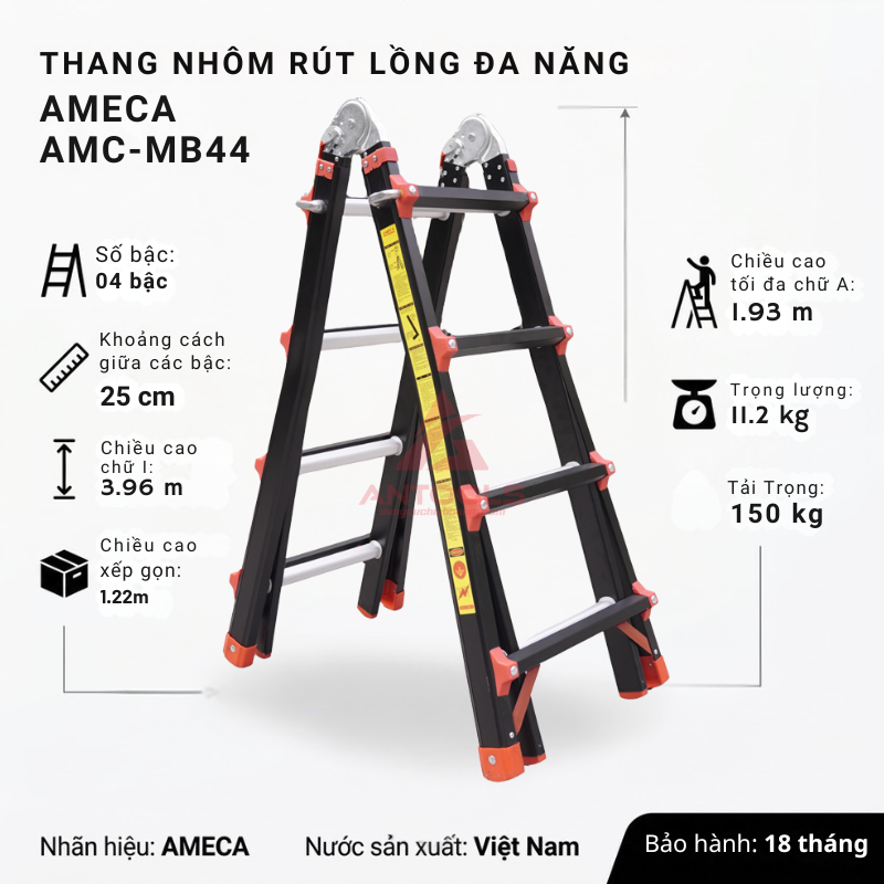 Thang Nhôm Rút Lồng Đa Năng Ameca AMC-MB44